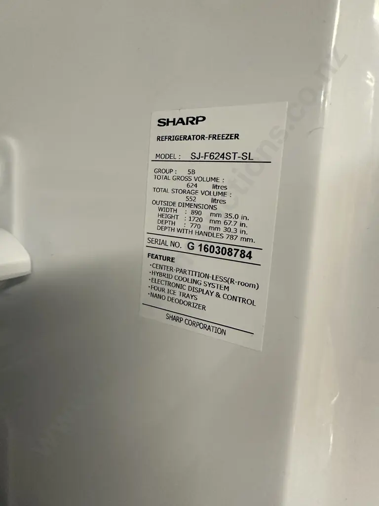 Sharp French Door Fridge Freezer Hybrid Cooling System Model SJ-F624ST Image 1++