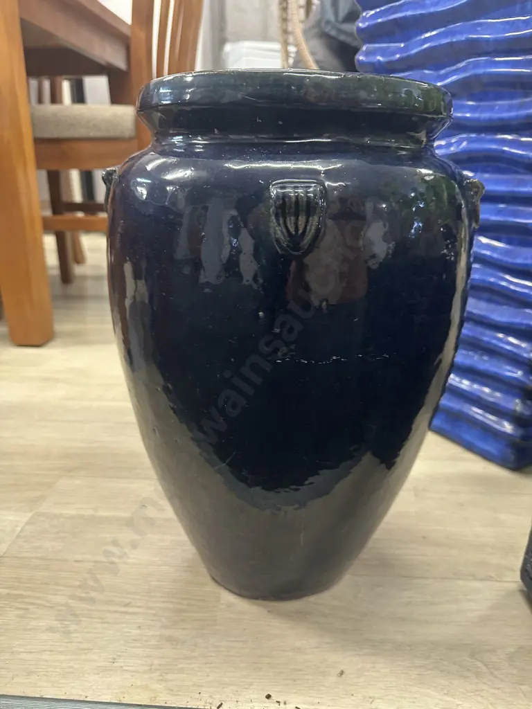 Glazed Navy Blue Urn H43cm Image 1++