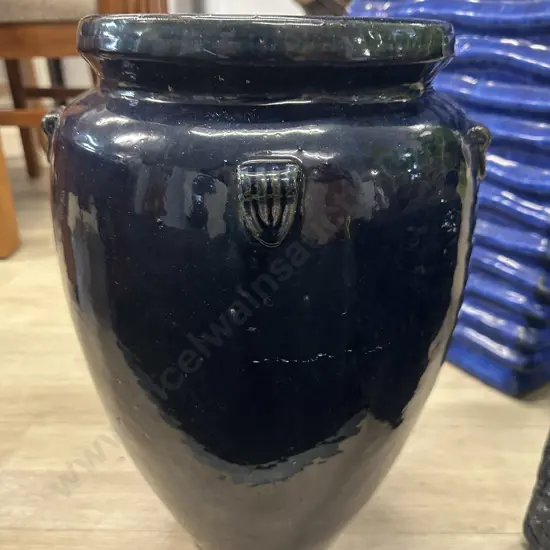 Glazed Navy Blue Urn H43cm