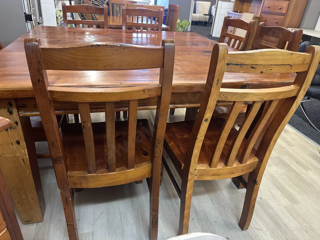Solid Wood Square Dining Table (152 x 152cm) With Eight Wooden Chairs Image 1++