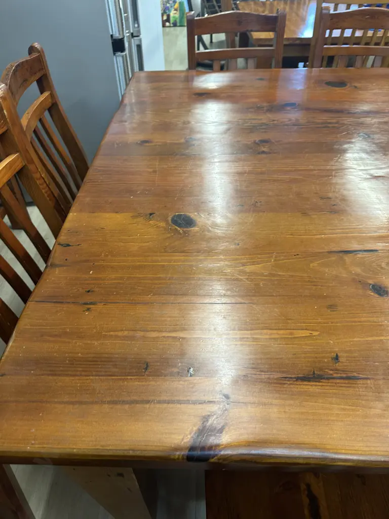 Solid Wood Square Dining Table (152 x 152cm) With Eight Wooden Chairs Image 1++