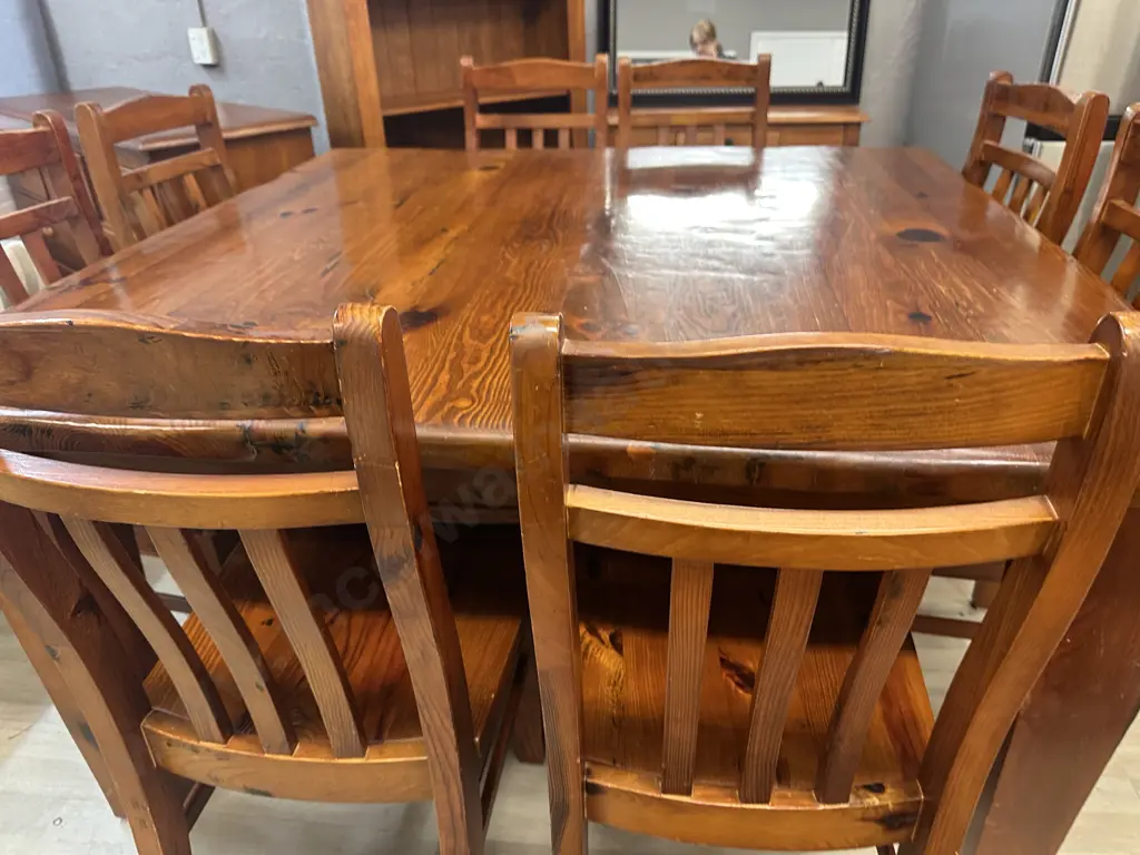 Solid Wood Square Dining Table (152 x 152cm) With Eight Wooden Chairs Image 1++