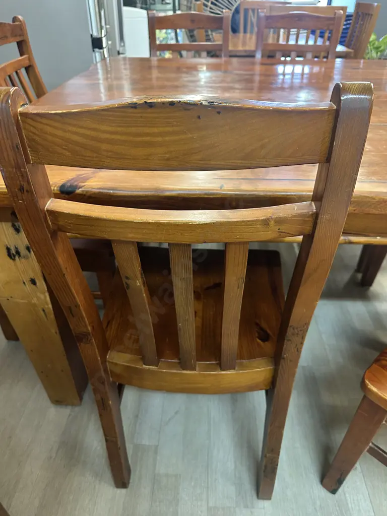 Solid Wood Square Dining Table (152 x 152cm) With Eight Wooden Chairs Image 1++