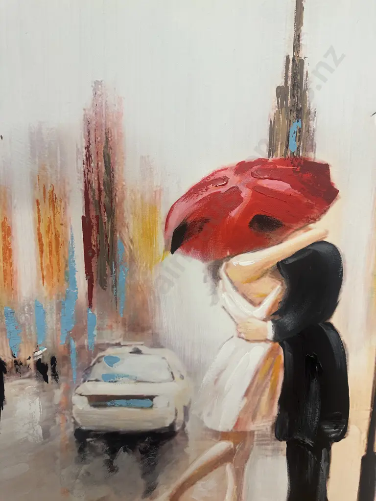 Picture On Canvas 'Lovers Stolen Kiss In Rain' 60x60cm Image 1++