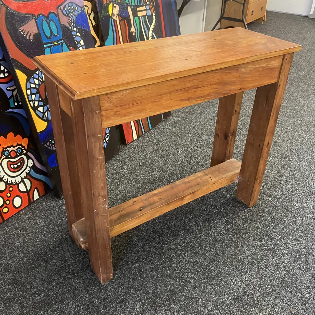 Recycled Timber Console Table, Single Drawer With Railroad Spike Handle. H77 W88 D32.5cm Image 1++