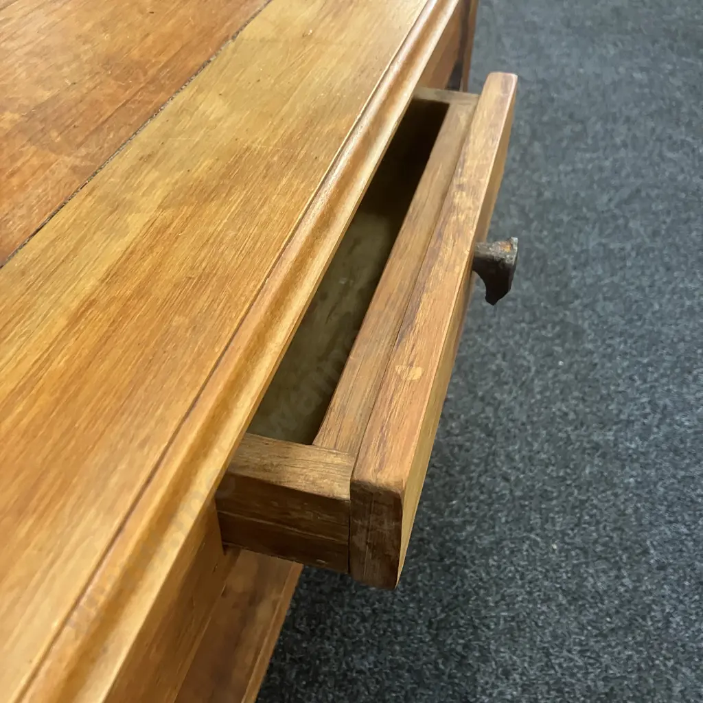 Recycled Timber Console Table, Single Drawer With Railroad Spike Handle. H77 W88 D32.5cm Image 1++