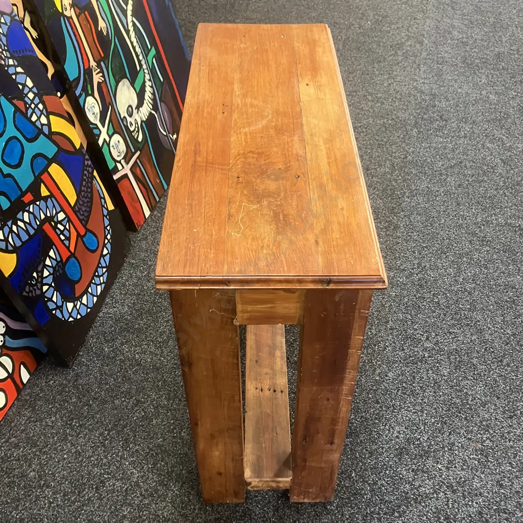 Recycled Timber Console Table, Single Drawer With Railroad Spike Handle. H77 W88 D32.5cm Image 1++