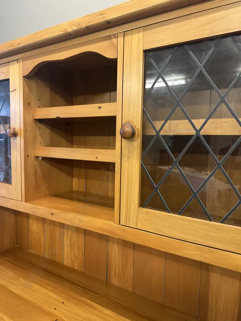 New Zealand Rimu Hutchdresser Made From Timber Out Of The Taumarunui Railway Station. H185 W140 D43.5cm Image 1++