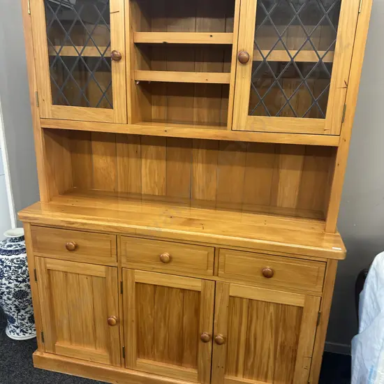 New Zealand Rimu Hutchdresser Made From Timber Out Of The Taumarunui Railway Station. H185 W140 D43.5cm