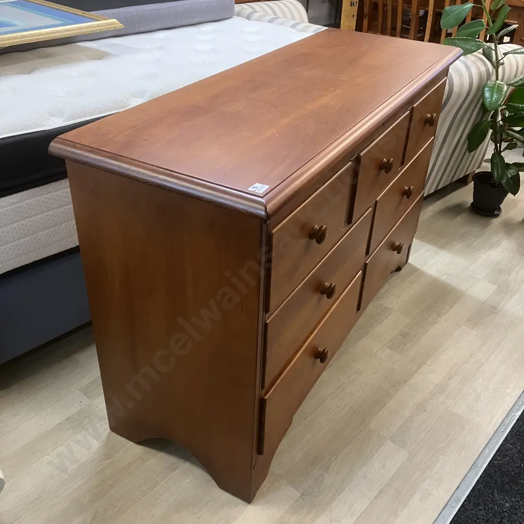'The Villager' Collection Solid Wood 7 Drawer Lowboy With Round Knob Handles. H85 W137 D49cm Image 1++