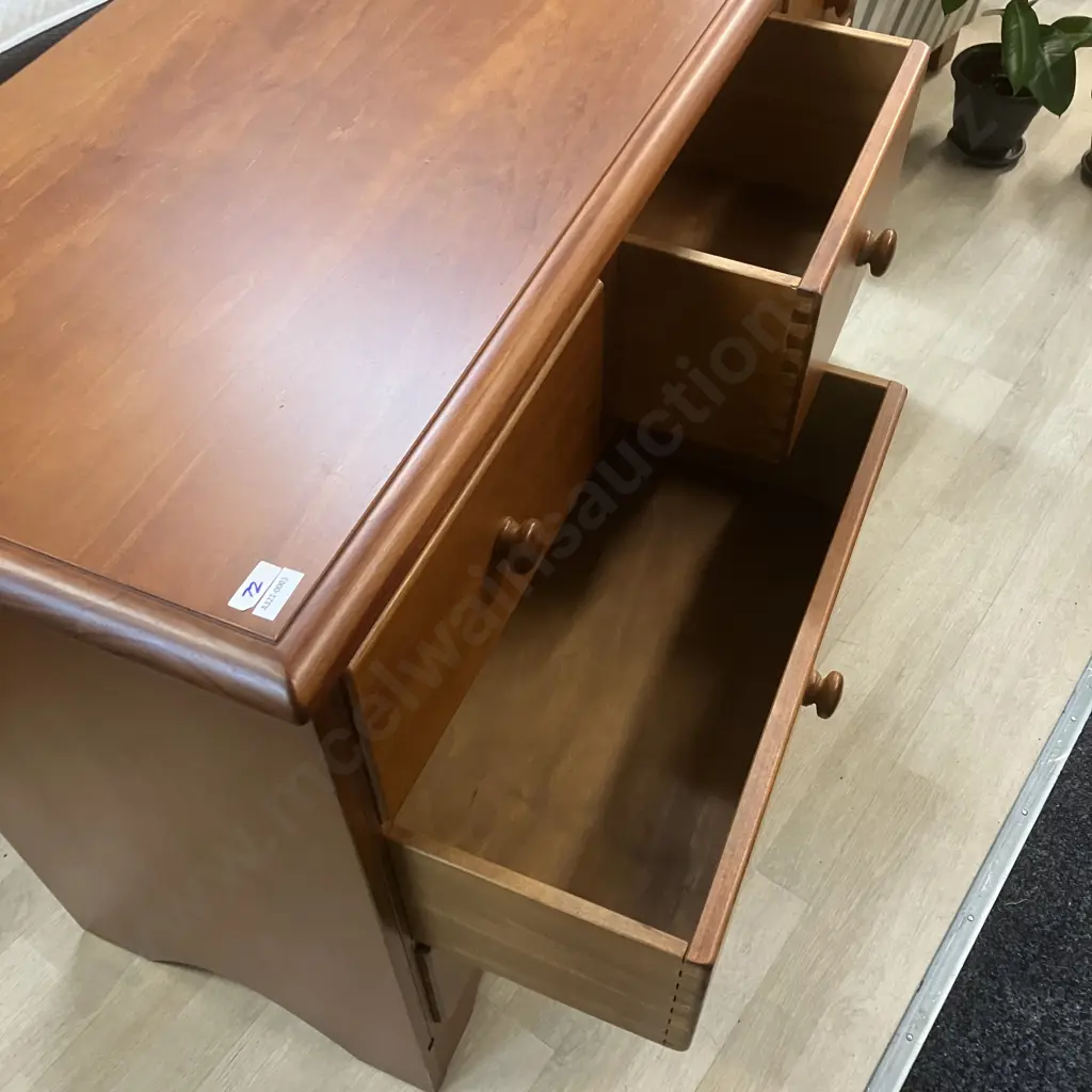 'The Villager' Collection Solid Wood 7 Drawer Lowboy With Round Knob Handles. H85 W137 D49cm Image 1++
