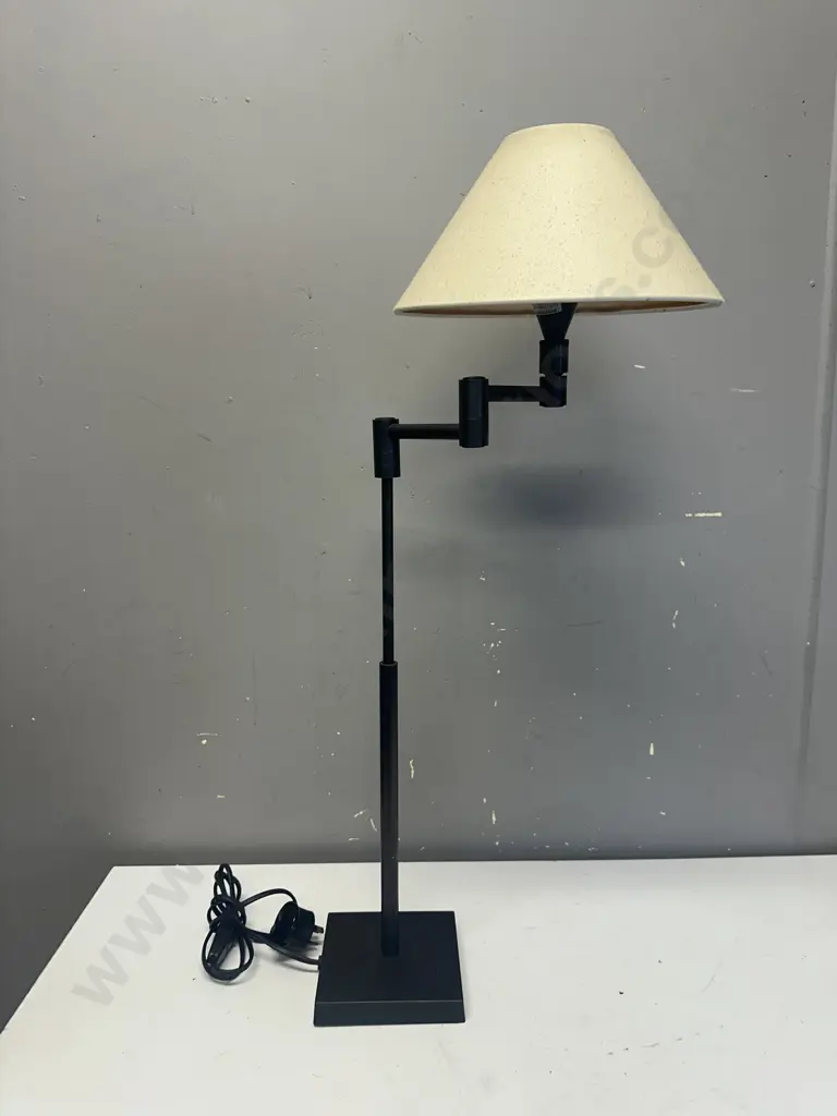 Classic Swing Arm Table Lamp With Cream Shade H71cm. Image 1++
