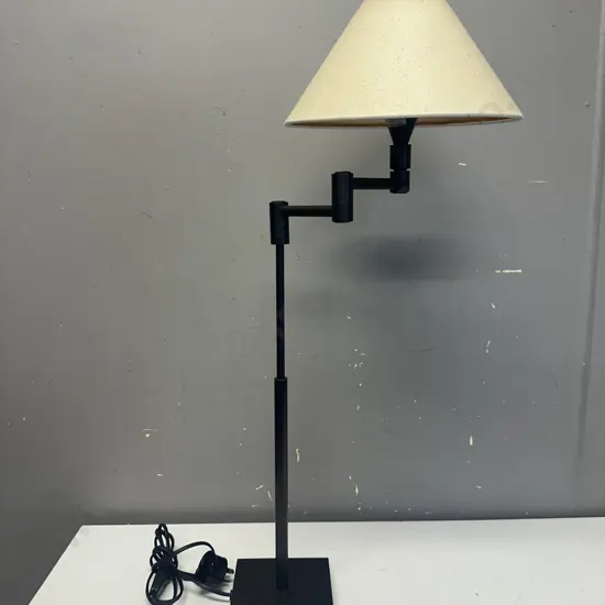 Classic Swing Arm Table Lamp With Cream Shade H71cm.
