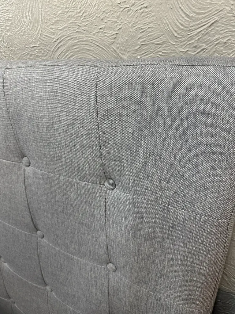 SuperKing Size Grey Buttonback Fabric Headboard Image 1++