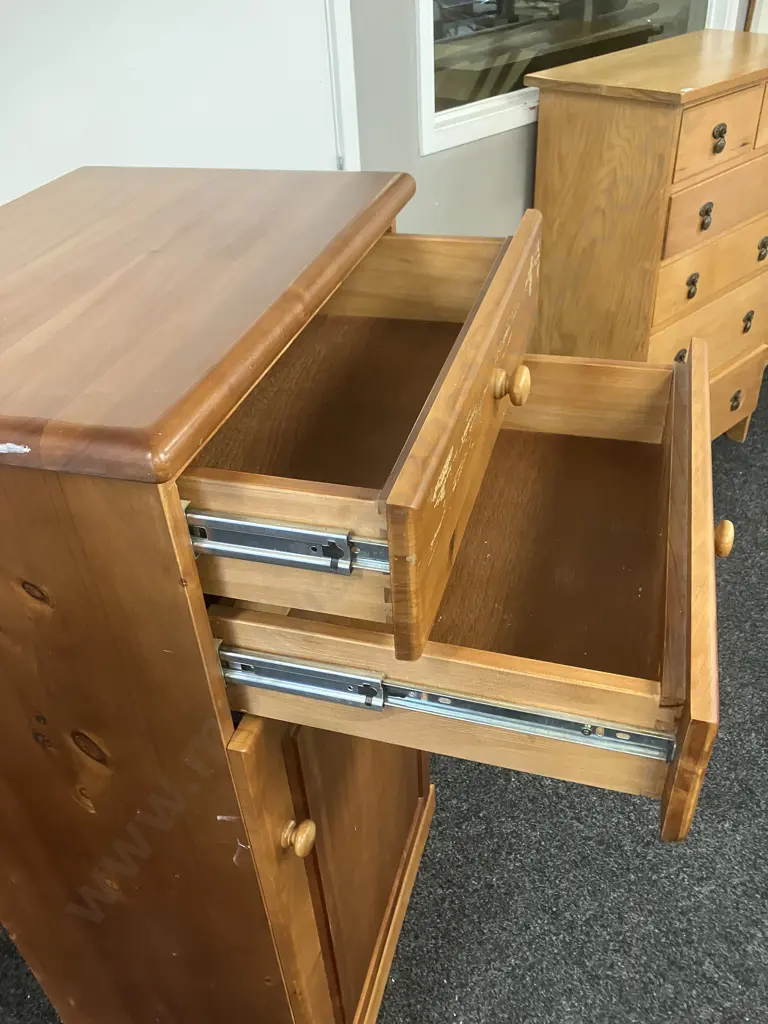 Rimu Dresser / Storage Cabinet, 2 Drawers, Single Door With 2 Adjustable Shelves. H121 W60 D43cm Image 1++