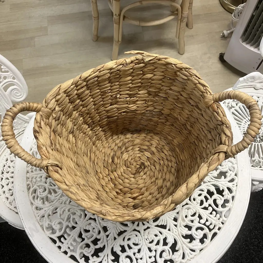 Woven Cane Laundry Basket & Water Hyacinth Basket Image 1++