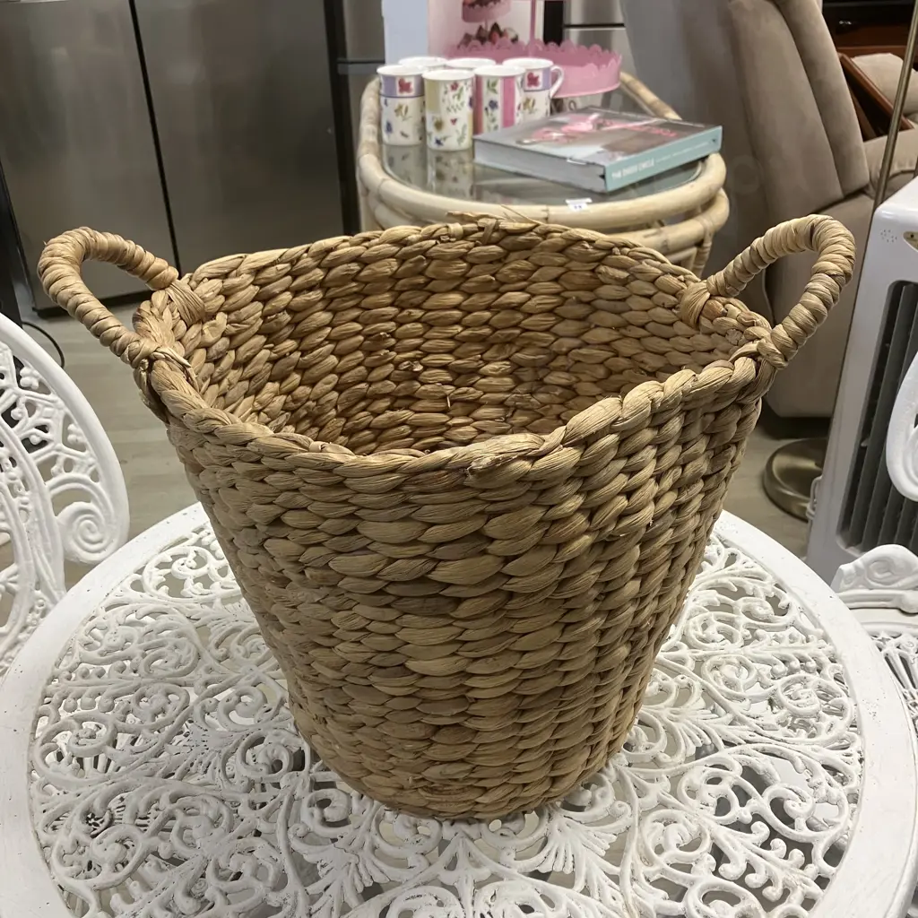Woven Cane Laundry Basket & Water Hyacinth Basket Image 1++