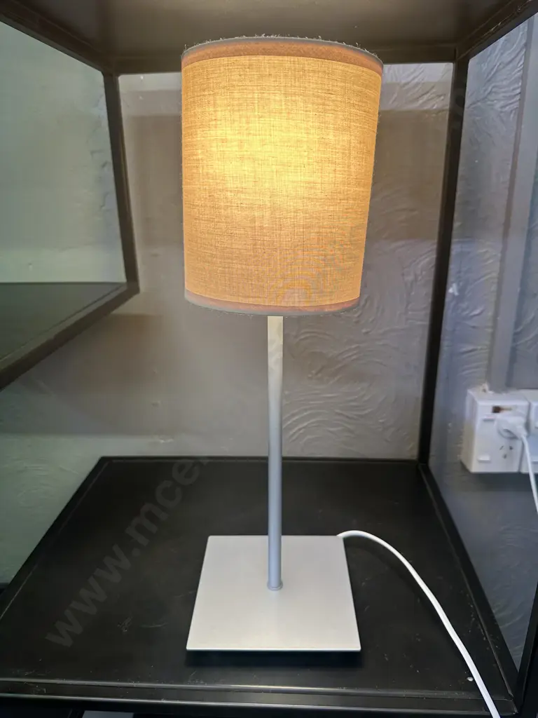 Modernist Table Lamp With Cream Shade H47.5cm. Image 1++