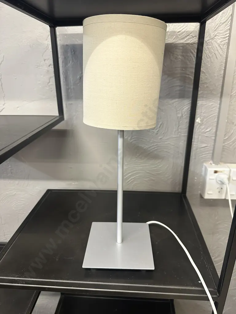 Modernist Table Lamp With Cream Shade H47.5cm. Image 1++