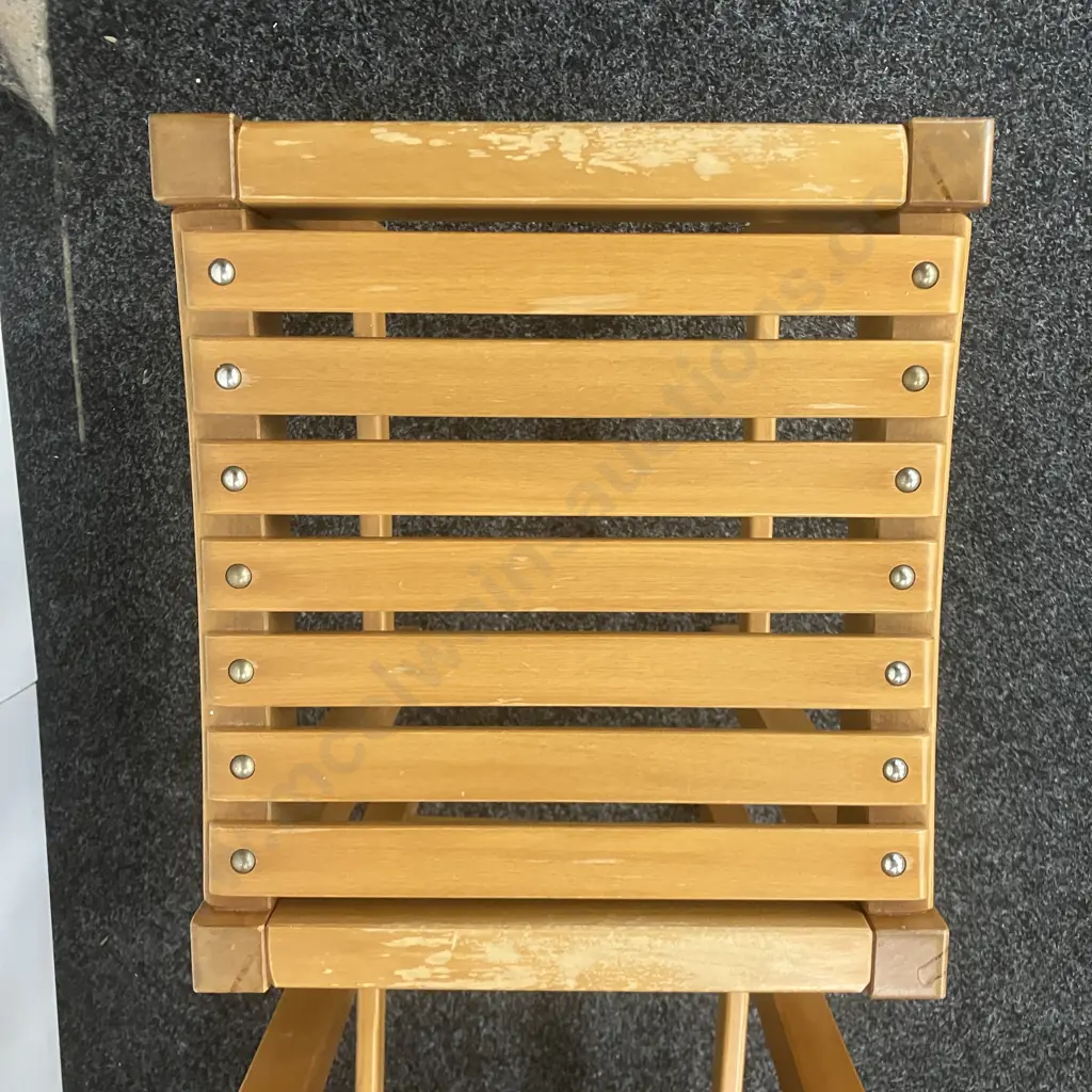 Pair of Mid Century Rimu Barstools, Curved Slatted Seats. H59 W37 D33cm Image 1++