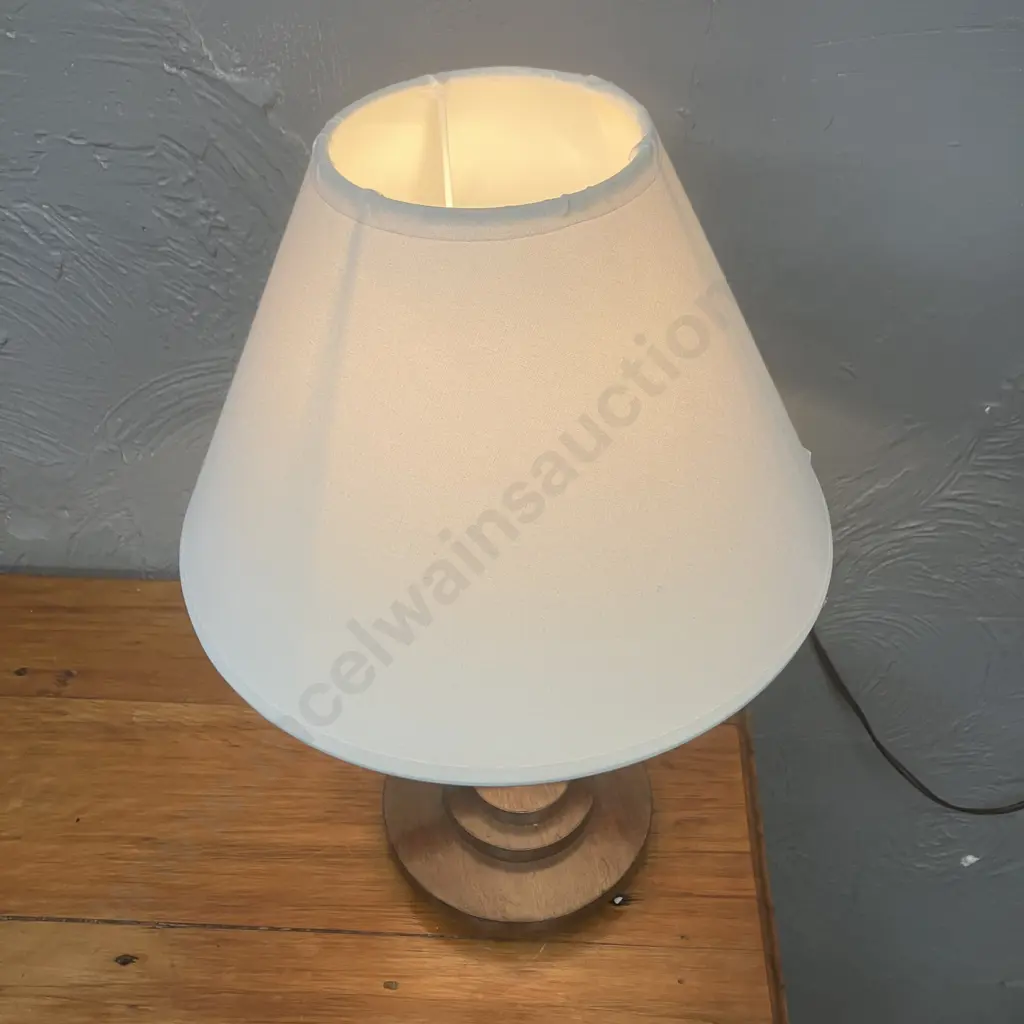 Vintage Oak Open Ring Table Lamp. H39cm Image 1++