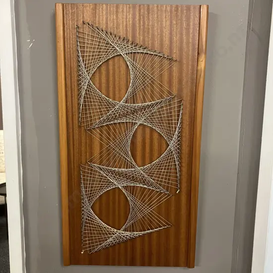 Vintage Mid Century String Art On Timber Board. 51 x 27cm