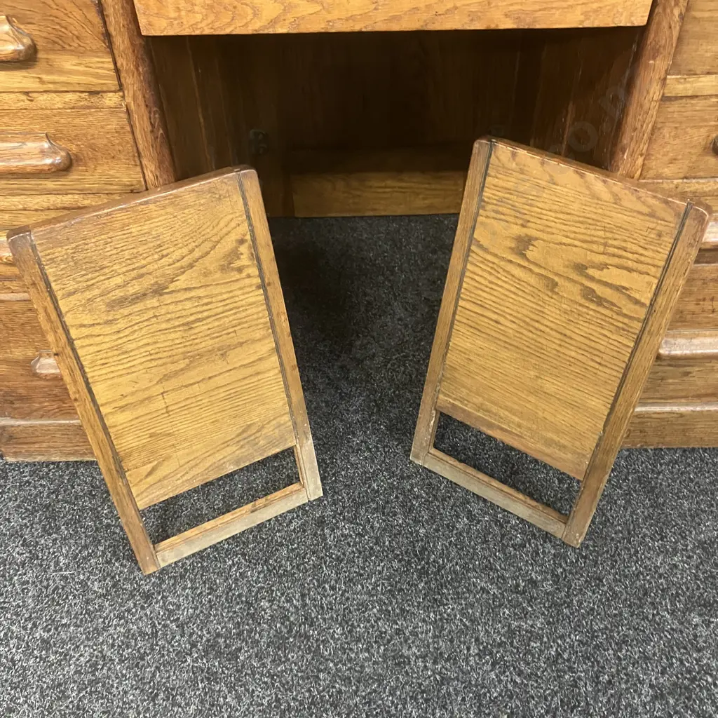 Antique Oak Roll Top Desk, Fitted Pigeon Hole Interior & Book Slides, Fielded Panels, Original Key. H118 W122 D69cm Image 1++