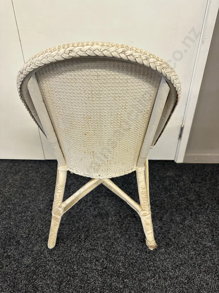 Antique Cream Painted Wicker Bedroom Chair Image 1++