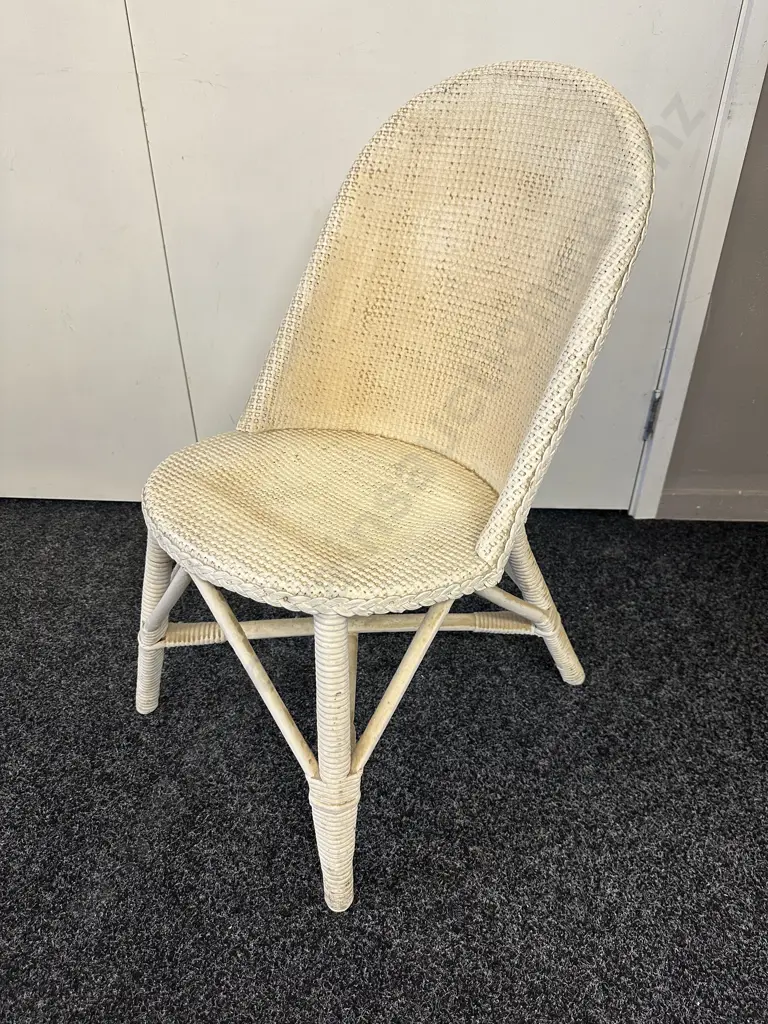 Antique Cream Painted Wicker Bedroom Chair Image 1++