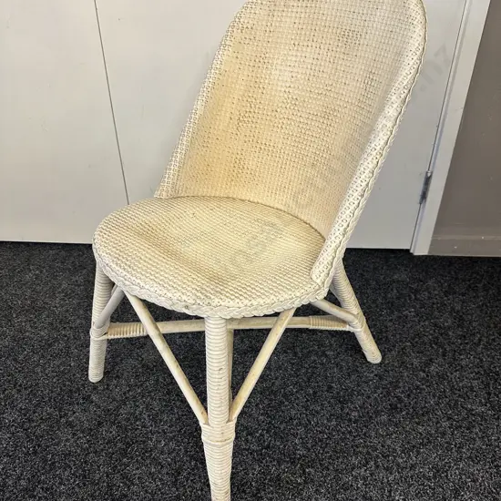 Antique Cream Painted Wicker Bedroom Chair