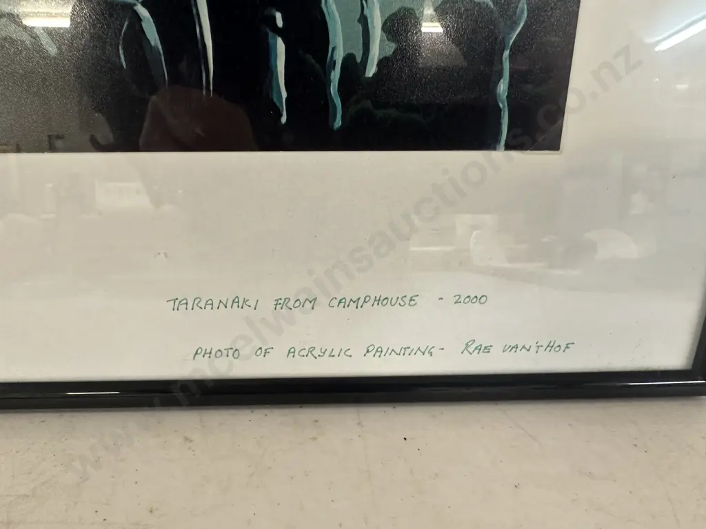 Framed Photo Of Acrylic Painting - Rae Vanthof Taranaki From Camphouse 2000. 37 x 29cm Image 1++