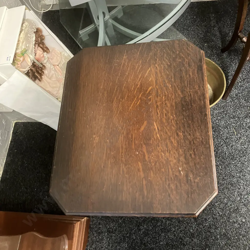 Edwardian Antique Sewing Storage Table, Oak Barley Twist Legs. H67 W45.5 D37.5cm Image 1++