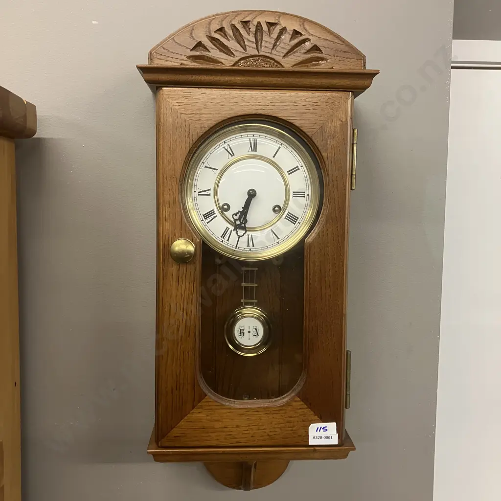 Handcrafted Chestnut Vienna Striking Chime Wall Clock With West German Movement, Pendulum & Key. 56cm Image 1++