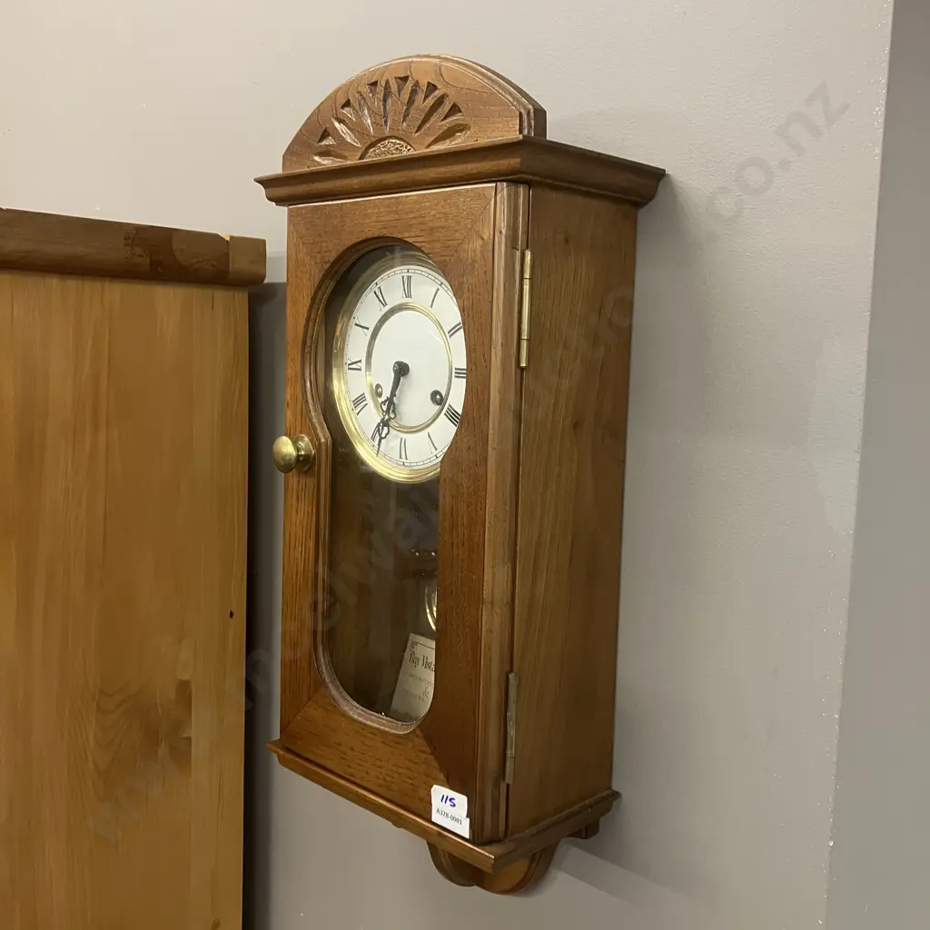 Handcrafted Chestnut Vienna Striking Chime Wall Clock With West German Movement, Pendulum & Key. 56cm Image 1++