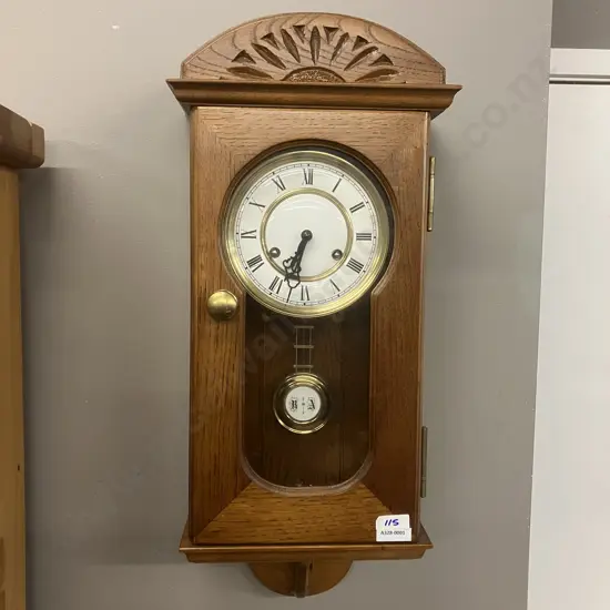 Handcrafted Chestnut Vienna Striking Chime Wall Clock With West German Movement, Pendulum & Key. 56cm