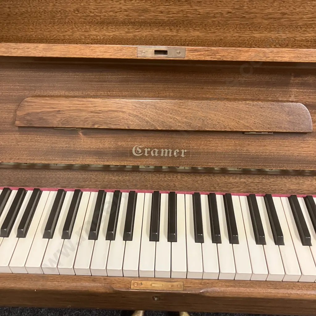 1950s Vintage Cramer Upright Piano, Mahogany Case, On Wheels, No.129429. H108 W138 D59cm Image 1++