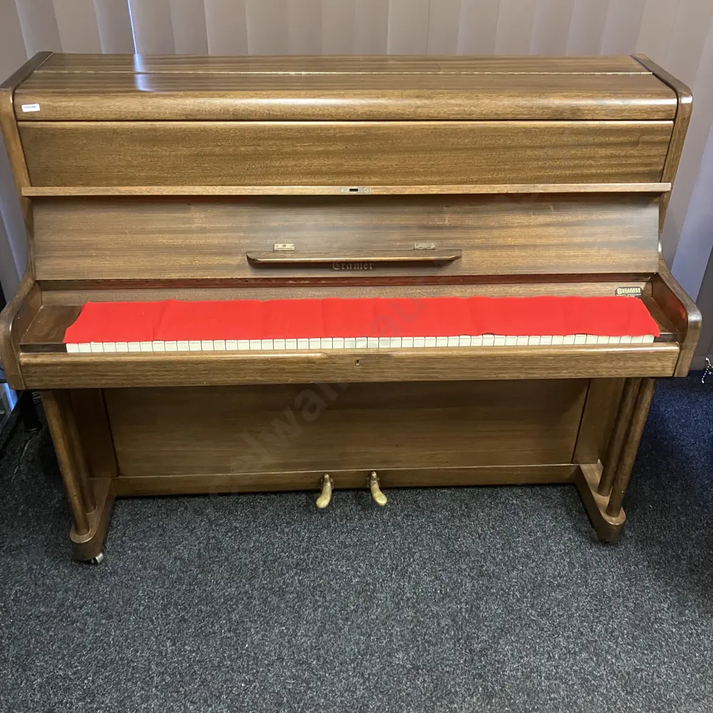 1950s Vintage Cramer Upright Piano, Mahogany Case, On Wheels, No.129429. H108 W138 D59cm Image 1++