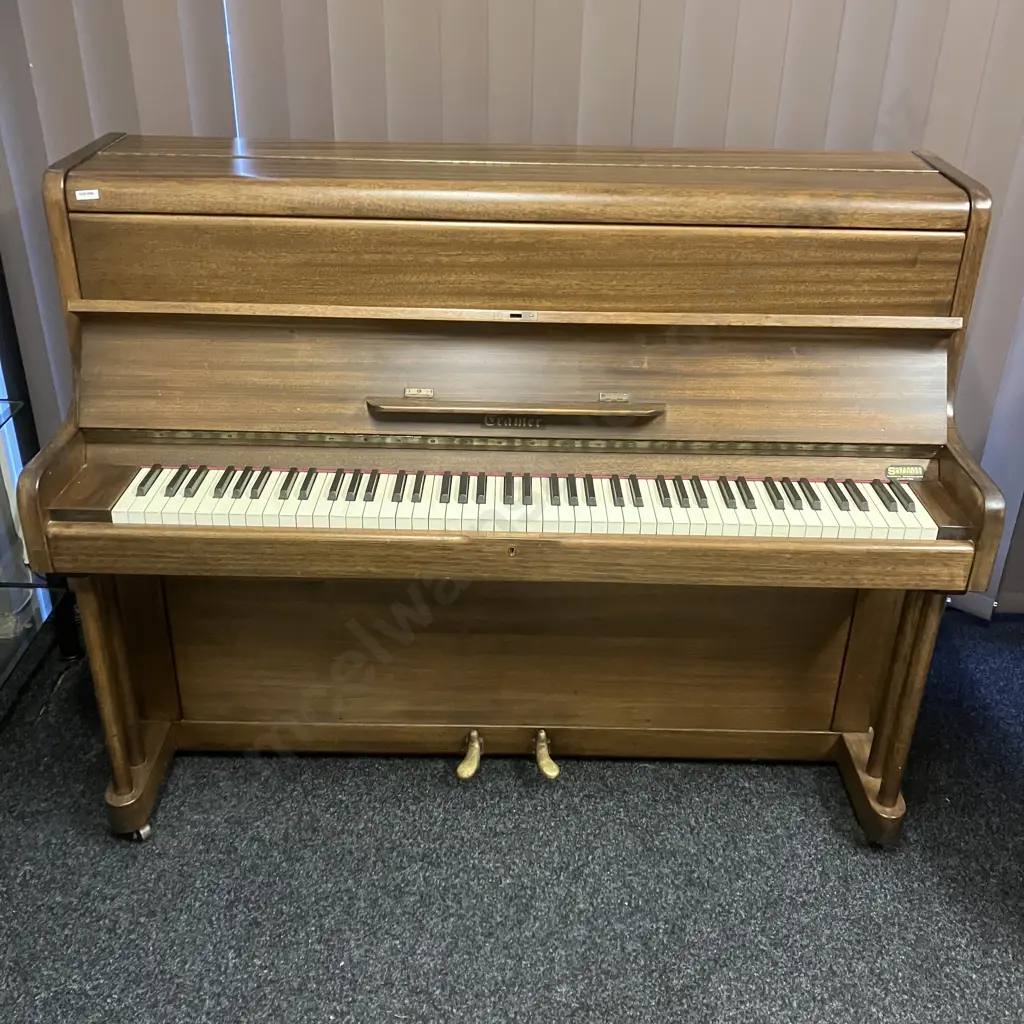 1950s Vintage Cramer Upright Piano, Mahogany Case, On Wheels, No.129429. H108 W138 D59cm Image 1++