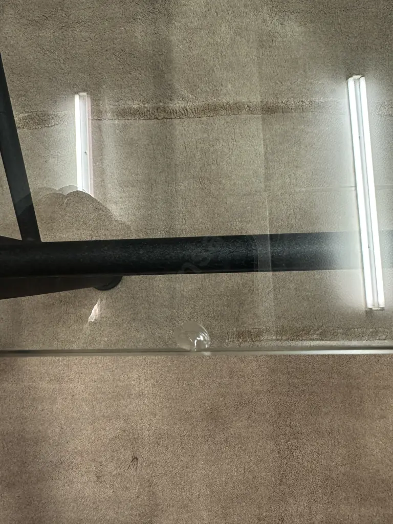 Black Steel Rectangular Coffee Table With Glass Top Small Chip H40,W120,D60cm. Image 1++