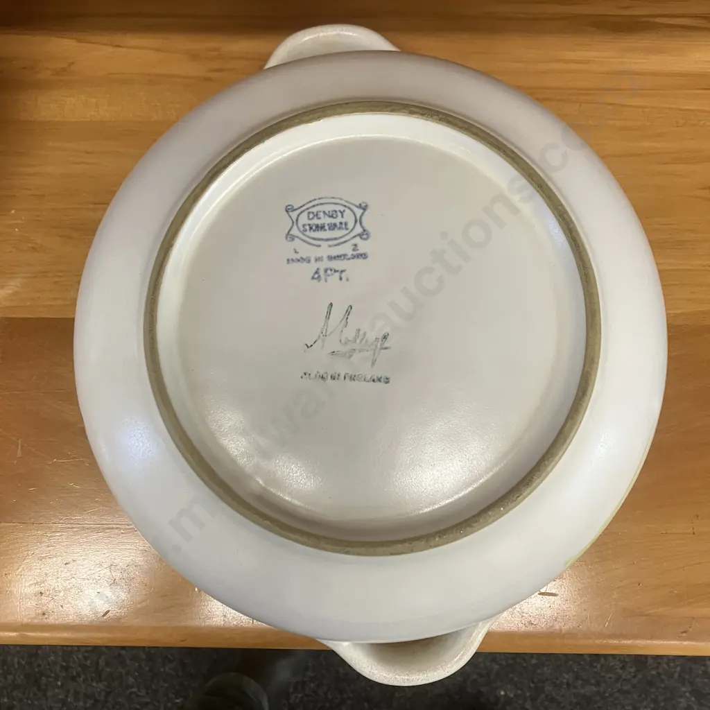 Denby Stoneware Flair Rooster Lidded Casserole Dish & Oval Plate, Signed A Colledge (1918 to 1950) Image 1++