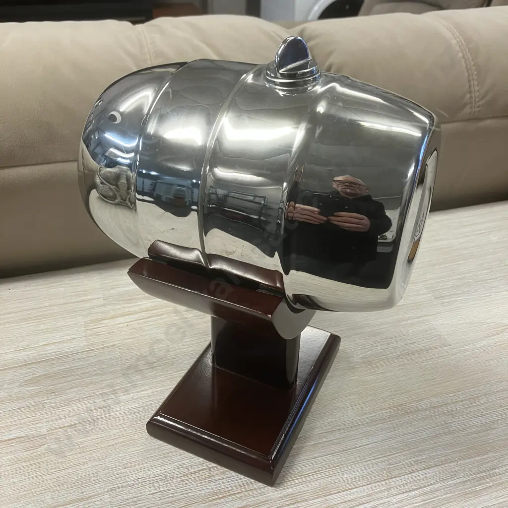 Bazza Liquor Buddy Stainless Steel Barrel With Tap On Wooden Stand Image 1++