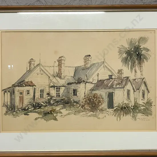 Neville Grinter Framed Watercolour 'Breton' 57 Flynns Road Hamilton, Signed. 56.5 x 77cm