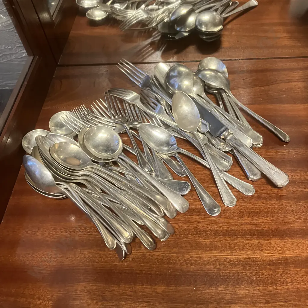 Vintage Community Flatware Engraved A & Assorted Flatware Including Arthur, Sheffield Etc Image 1++
