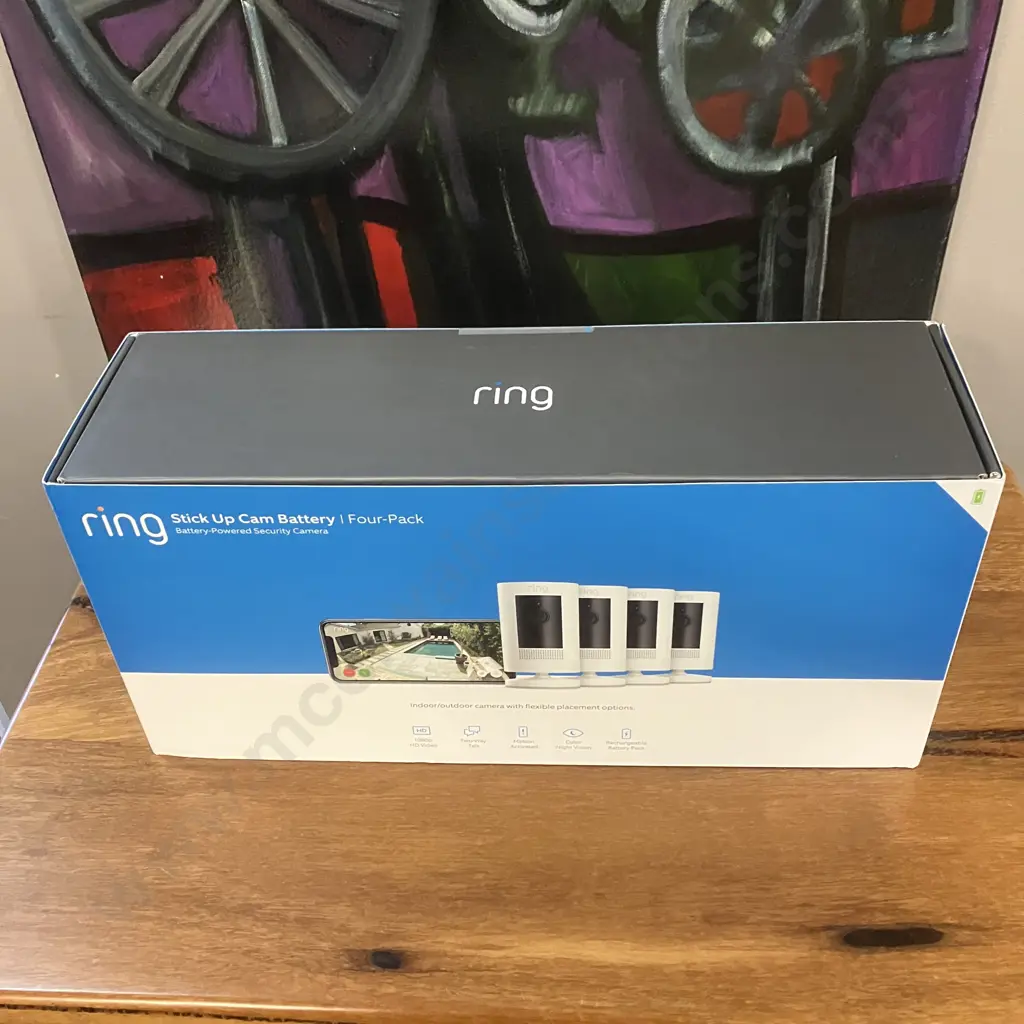 Ring Stick Up Cam Battery (3rd Generation) 4-Pack White Wireless Indoor / Outdoor Security Cameras - New In Box Image 1++