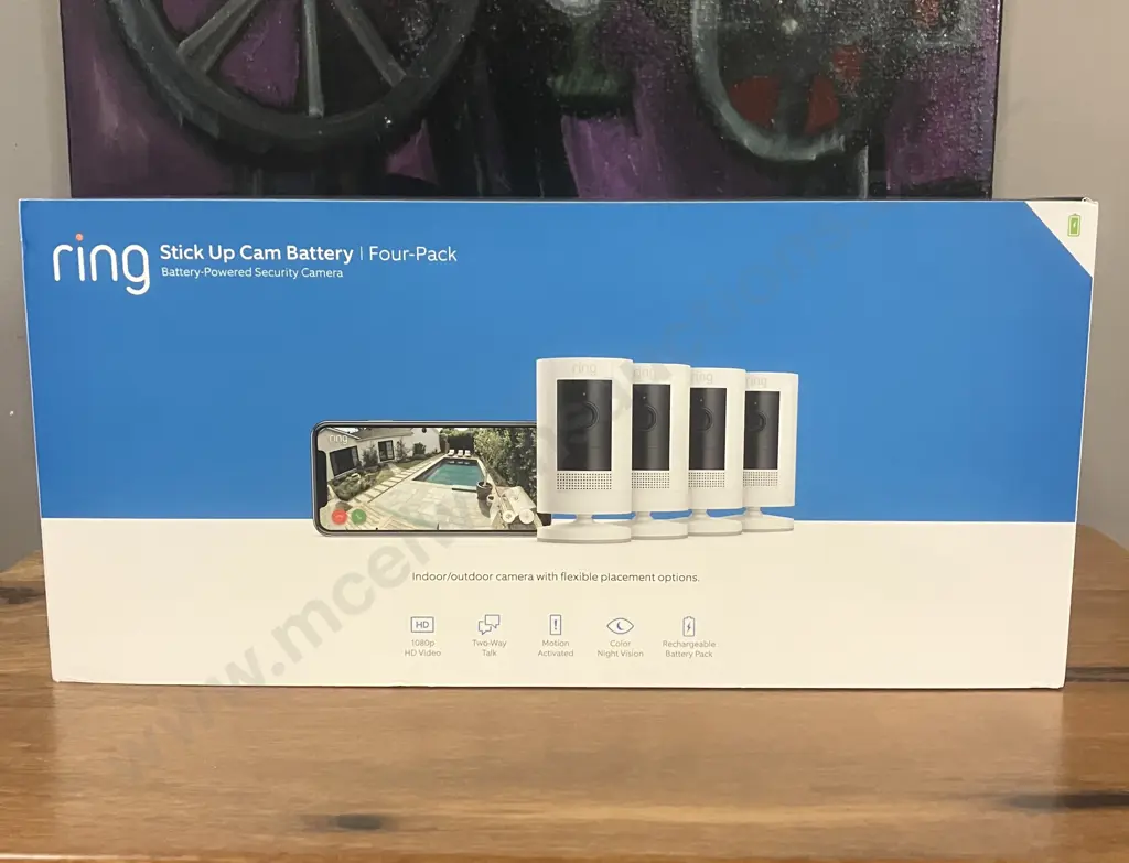 Ring Stick Up Cam Battery (3rd Generation) 4-Pack White Wireless Indoor / Outdoor Security Cameras - New In Box Image 1++