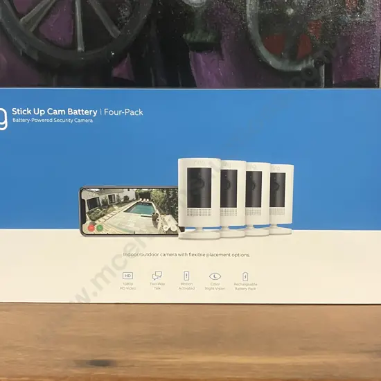 Ring Stick Up Cam Battery (3rd Generation) 4-Pack White Wireless Indoor / Outdoor Security Cameras - New In Box