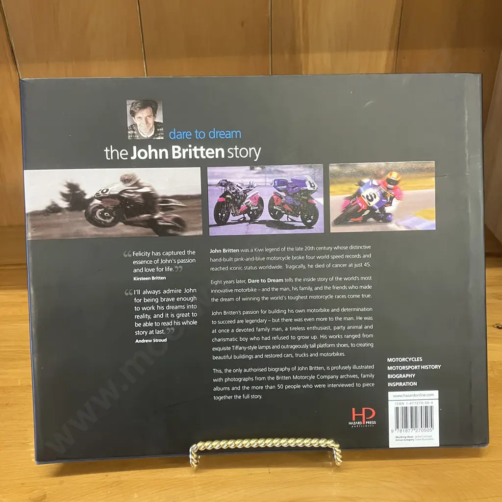 Dare to Dream The John Britten Story By Felicity Price, 2003 First Edition Hazard Press Publishers Image 1++