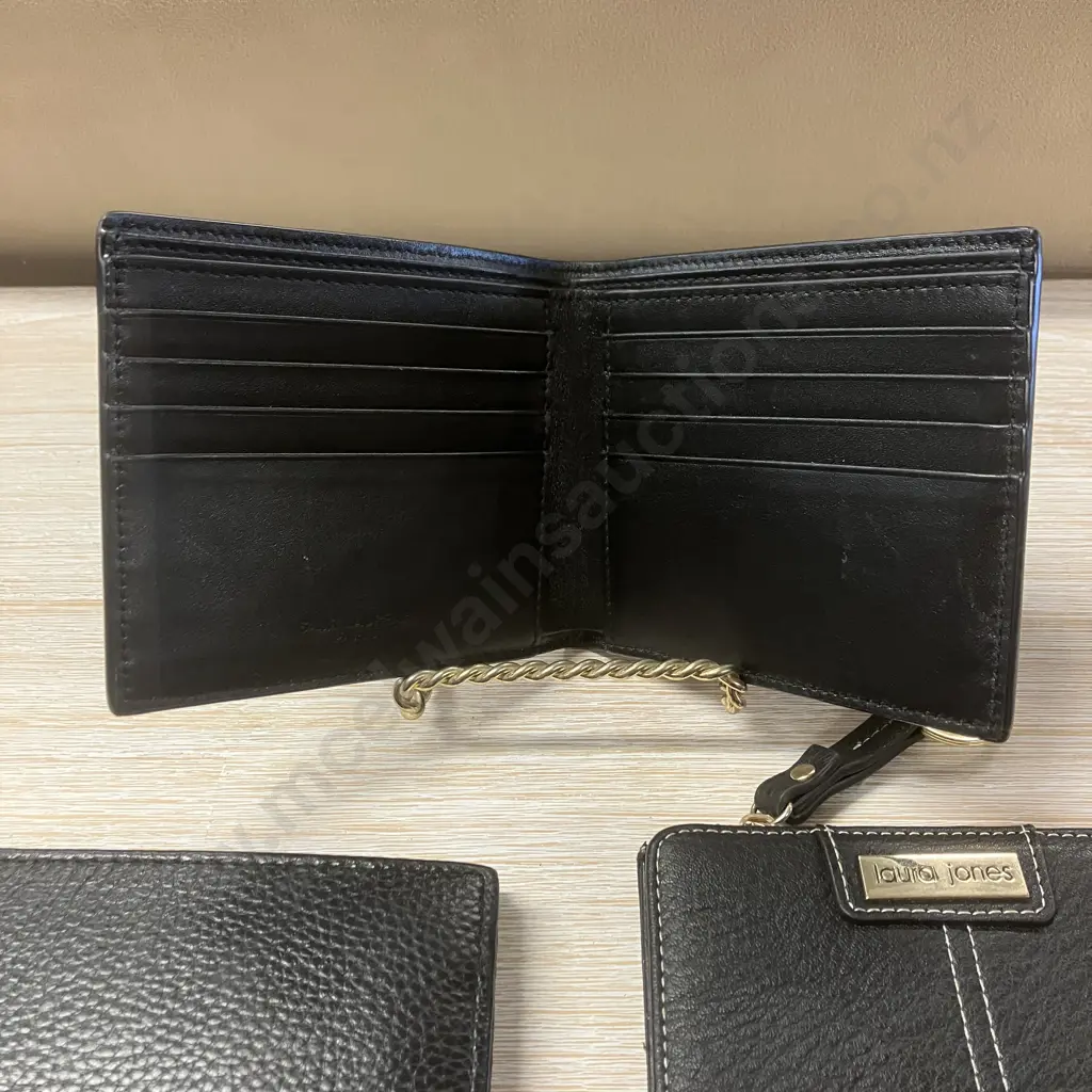 Saint Laurent Style Black Pebbled Leather Wallet, Pierre Cardin RFID Bifold Wallet, Laura Jones Ladies Purse Image 1++