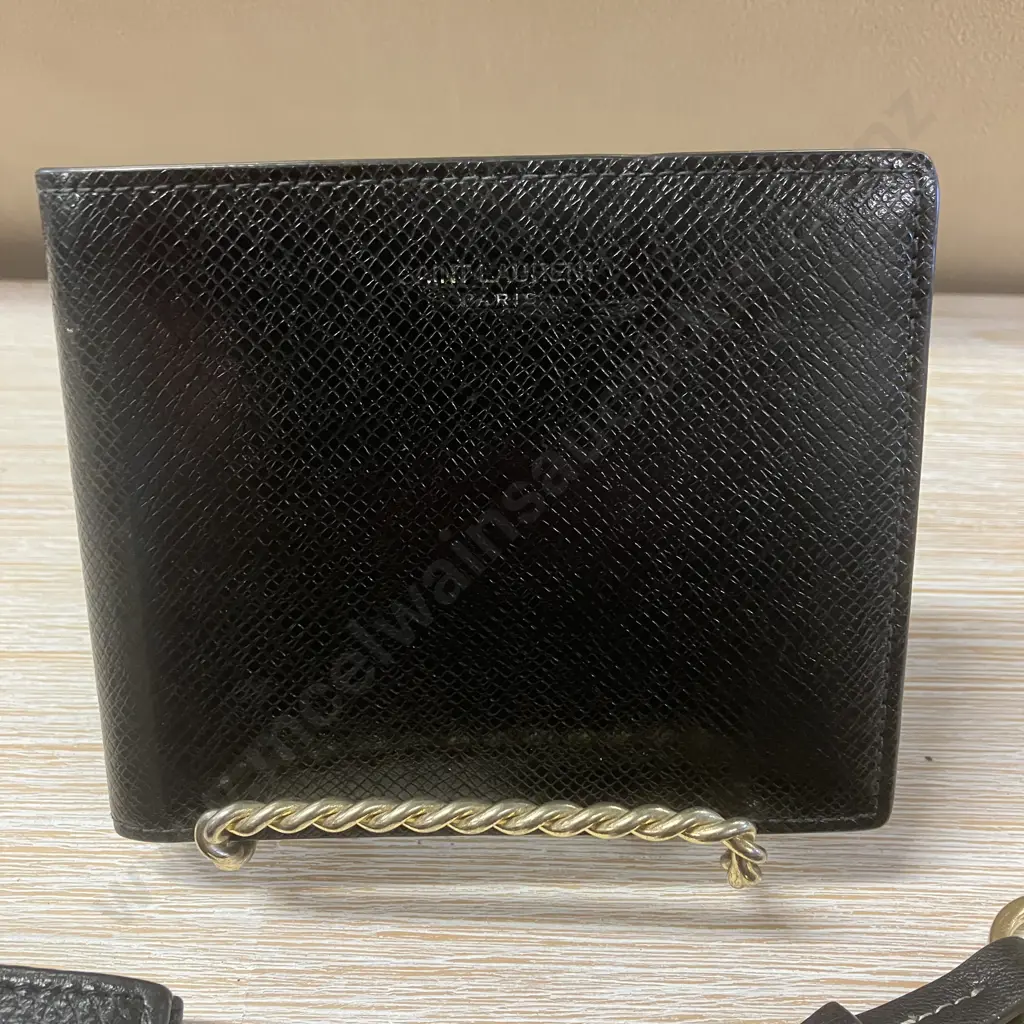 Saint Laurent Style Black Pebbled Leather Wallet, Pierre Cardin RFID Bifold Wallet, Laura Jones Ladies Purse Image 1++