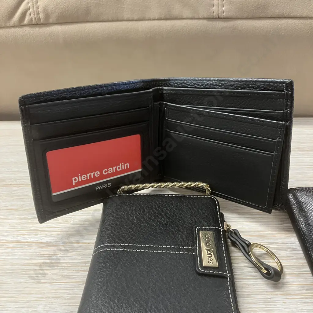 Saint Laurent Style Black Pebbled Leather Wallet, Pierre Cardin RFID Bifold Wallet, Laura Jones Ladies Purse Image 1++